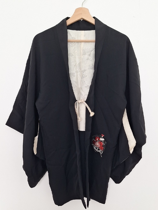 Jackets & Blazers - Black Kimono Jacket with Embroidered Detail